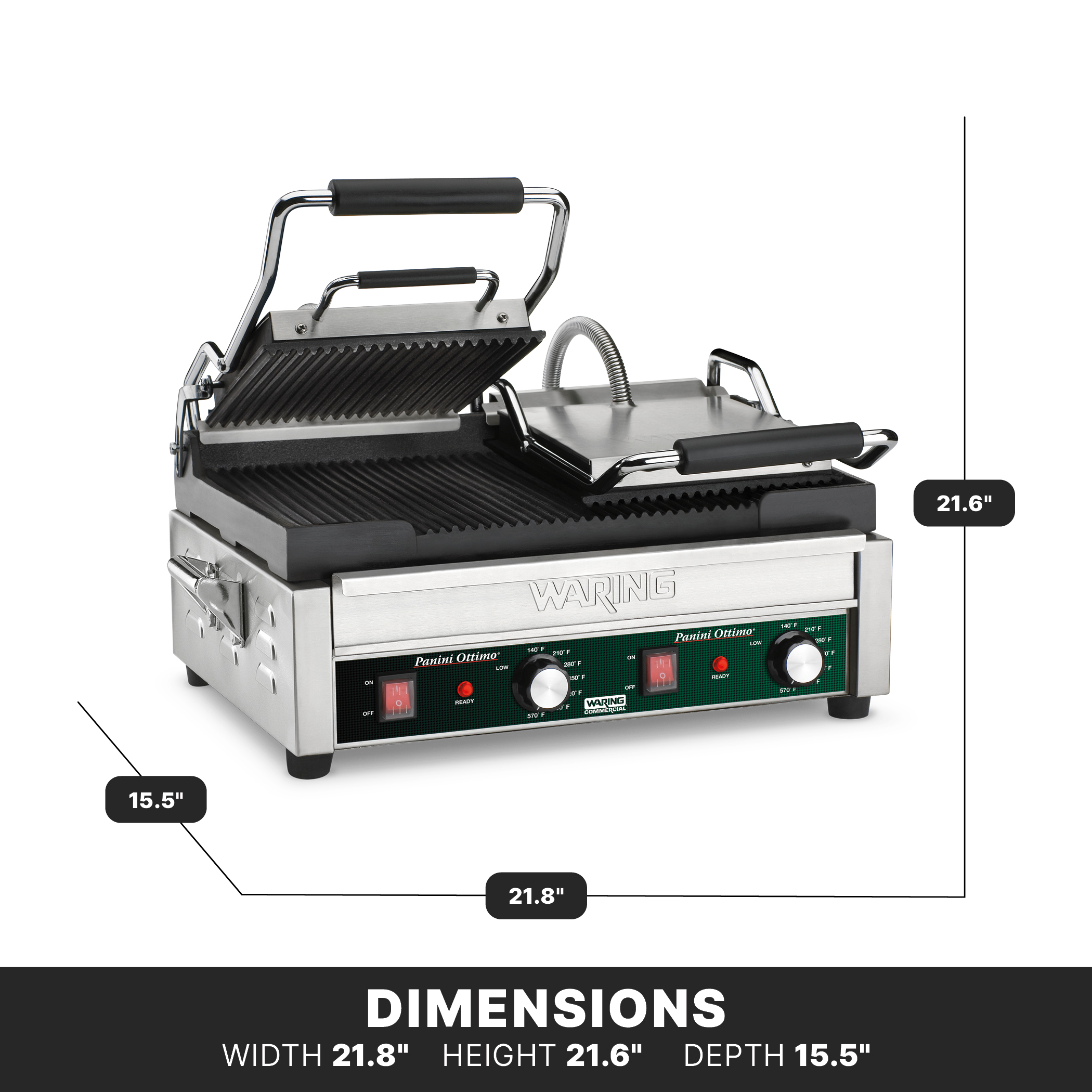 Double Ribbed Panini Grill, 17" x 9.5"